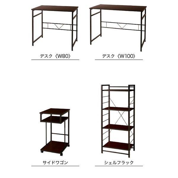 パソコンデスク 幅 80 収納付き 3点セット デスク + サイドワゴン + シェルフラック |  | 12