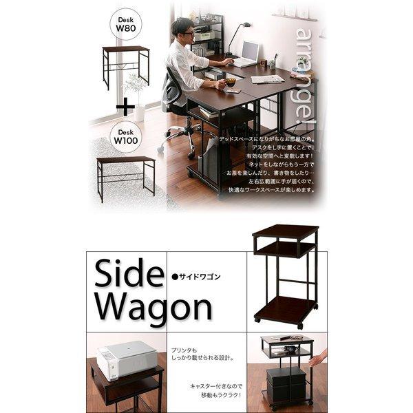 パソコンデスク 幅 80 収納付き 3点セット デスク + サイドワゴン + シェルフラック |  | 06