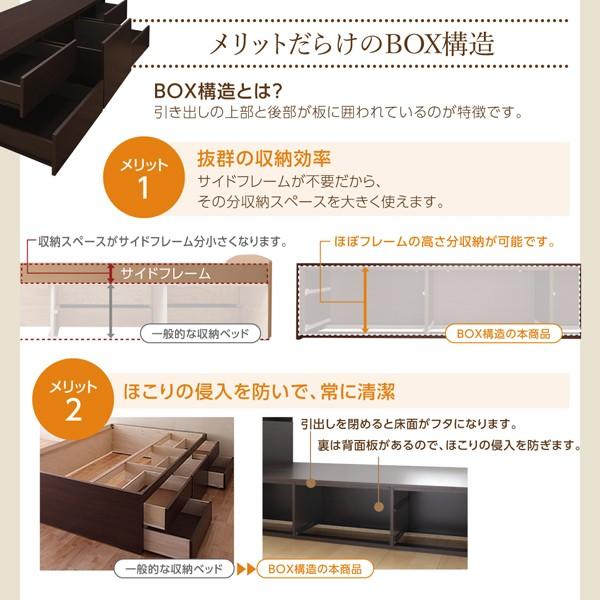 チェストベッド ベットフレームのみ ダブル レギュラー丈 スライド収納付き_10