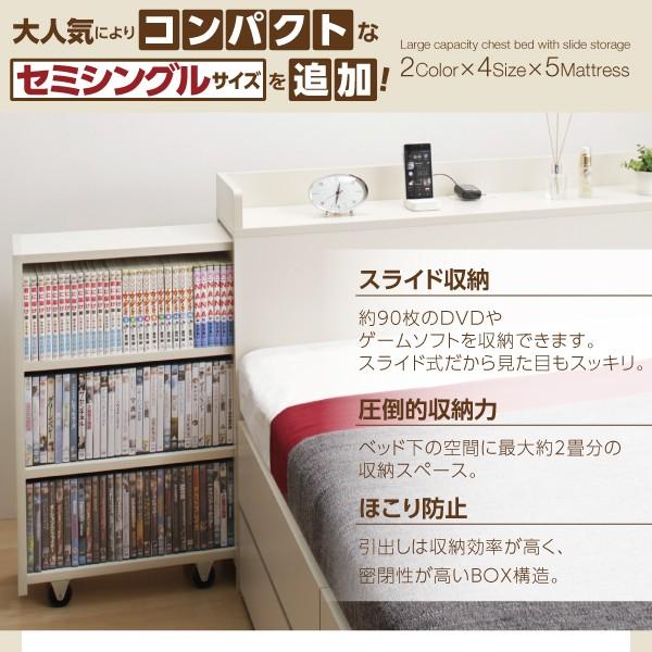 チェストベッド ベットフレームのみ ダブル レギュラー丈 スライド収納付き_2