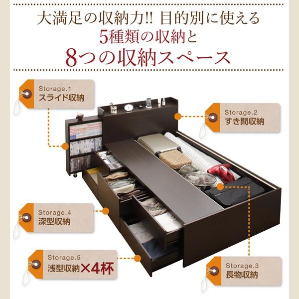 チェストベッド ベットフレームのみ ダブル レギュラー丈 スライド収納付き_3