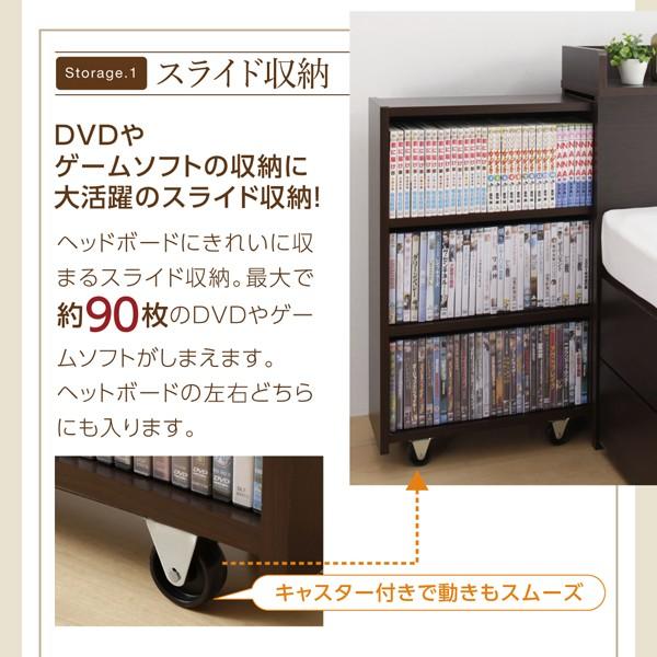 チェストベッド ベットフレームのみ ダブル レギュラー丈 スライド収納付き_4