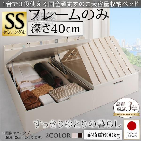 大容量収納ベッド セミシングル 深さラージ 国産 すのこ 跳ね上げ式 | 