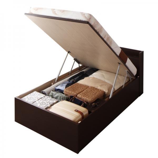 特価送料無料 ベッド セミダブル ベッド 跳ね上げ 収納 薄型スタンダードボンネルコイル 縦開き 深さグランド 組立設置付