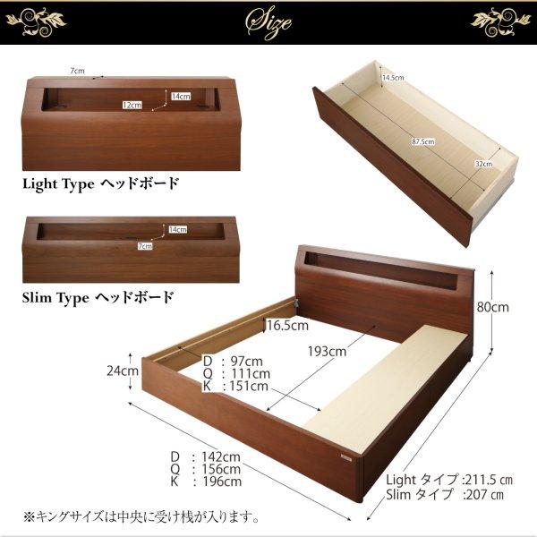 クイーンベッド ベット 収納 ボンネルコイル ライトタイプ 高級ウォルナット材 ワイドサイズ |  | 13