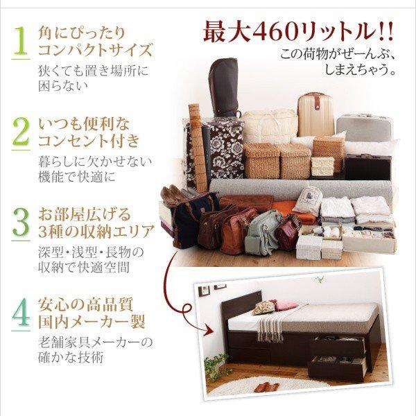 ベッドフレームのみ シングル 組立設置付 国産コンパクトチェストベッド 収納 ショート丈 |  | 02