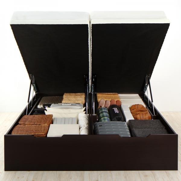 跳ね上げベッド クイーン(SS×2) レギュラー フランスベッド マルチラススーパースプリングマットレス付 収納付きベッド 深型 連結 クイーン 縦開 | フランスベッド | 12