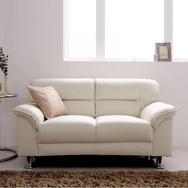 ソファ 2人掛け シンプルモダンシリーズ ホワイト : LANRANヤフー店