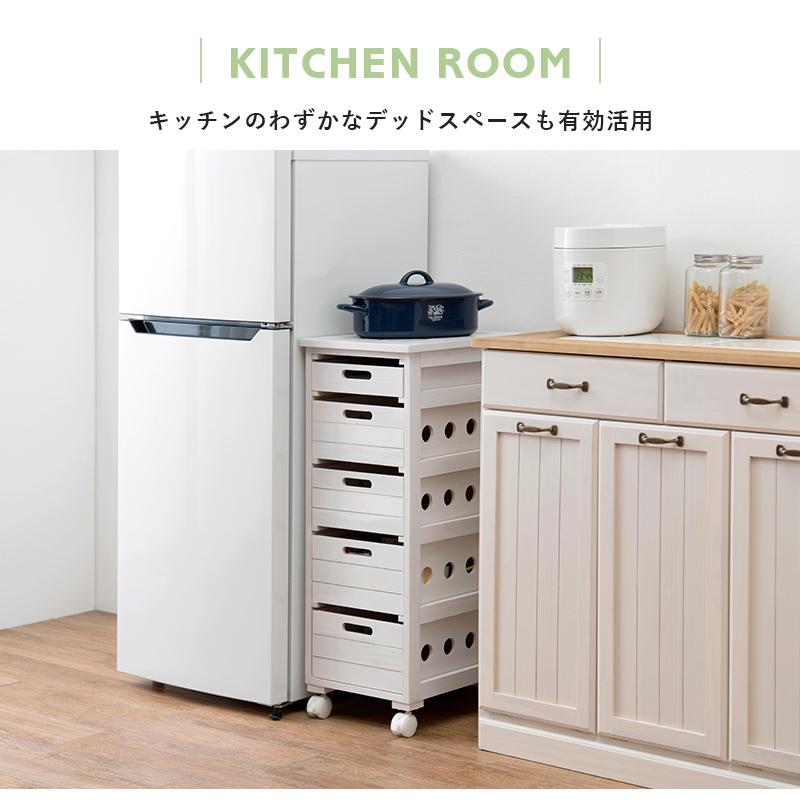 ストッカー 引き出し5段 ロゴなし 30×40×79cm ライトブラウン |  | 07