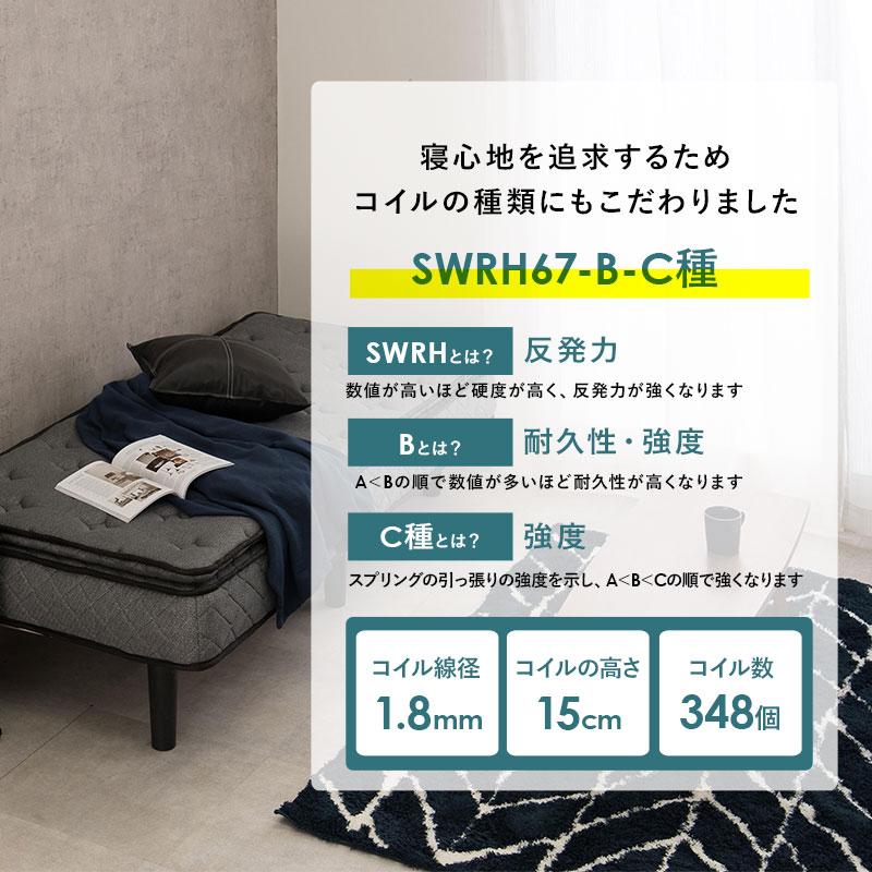 ポケットコイルマットレスベッド セミシングルショート ホワイト |  | 10