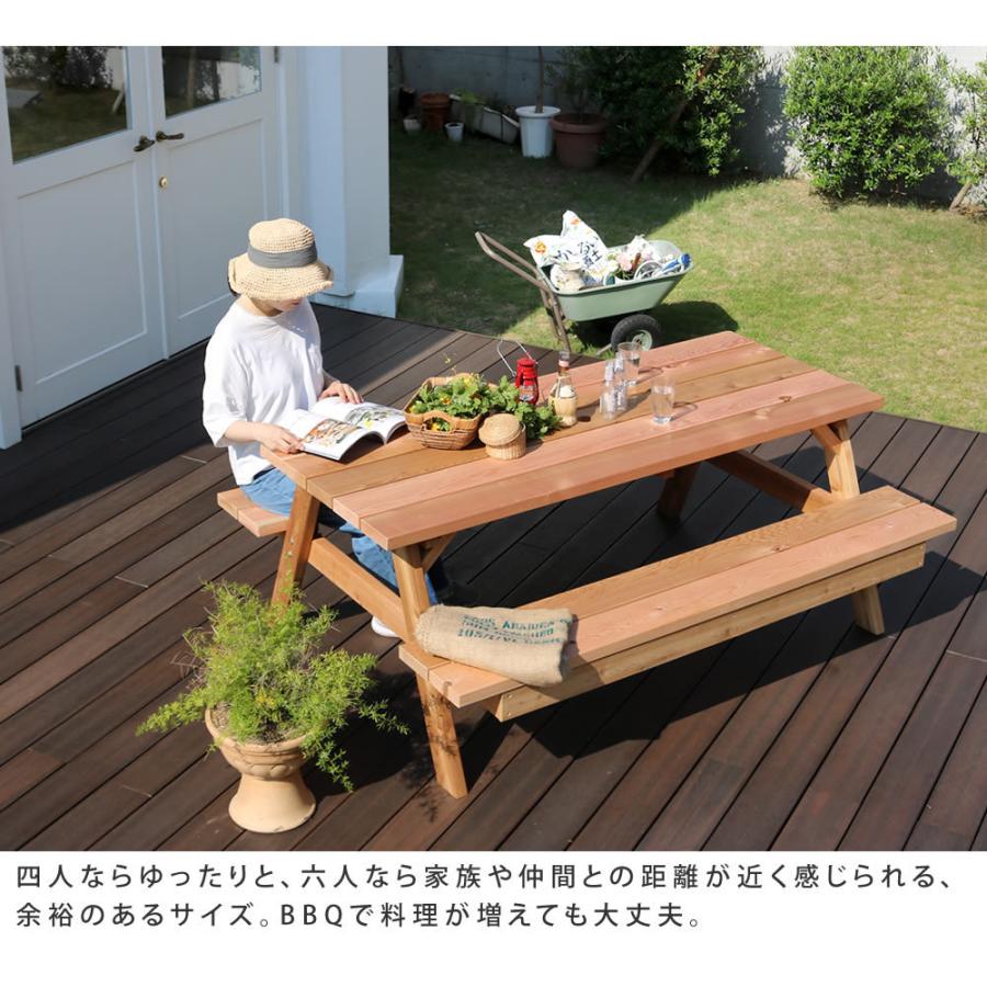 アウトドアテーブル チェア 木製 ピクニックテーブル 屋外テーブル 幅180｜lanran｜04