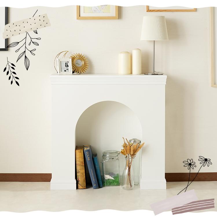 マントルピース 棚付き2段 ホワイト : LANRANヤフー店 - 通販