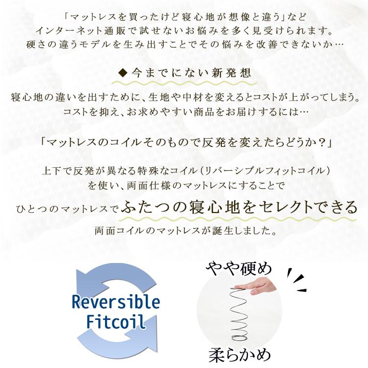リバーシブルフィットコイル  ポケットコイルマットレス クイーン　シングル マットレスのみ 単品リバーシブルフィットコイル ポケットコイル