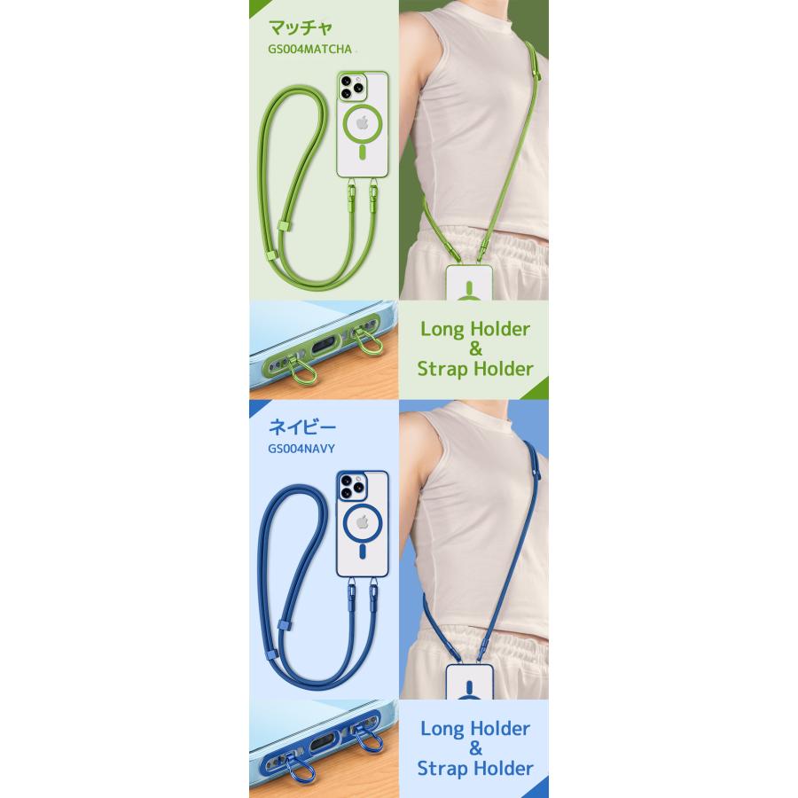 ２点吊り ハンドストラップ スマホストラップ ステンレス製ストラップ付き ロング ショート 2Type スマホストラップ レディース 挟むだけ ストラップホルダー |  | 05