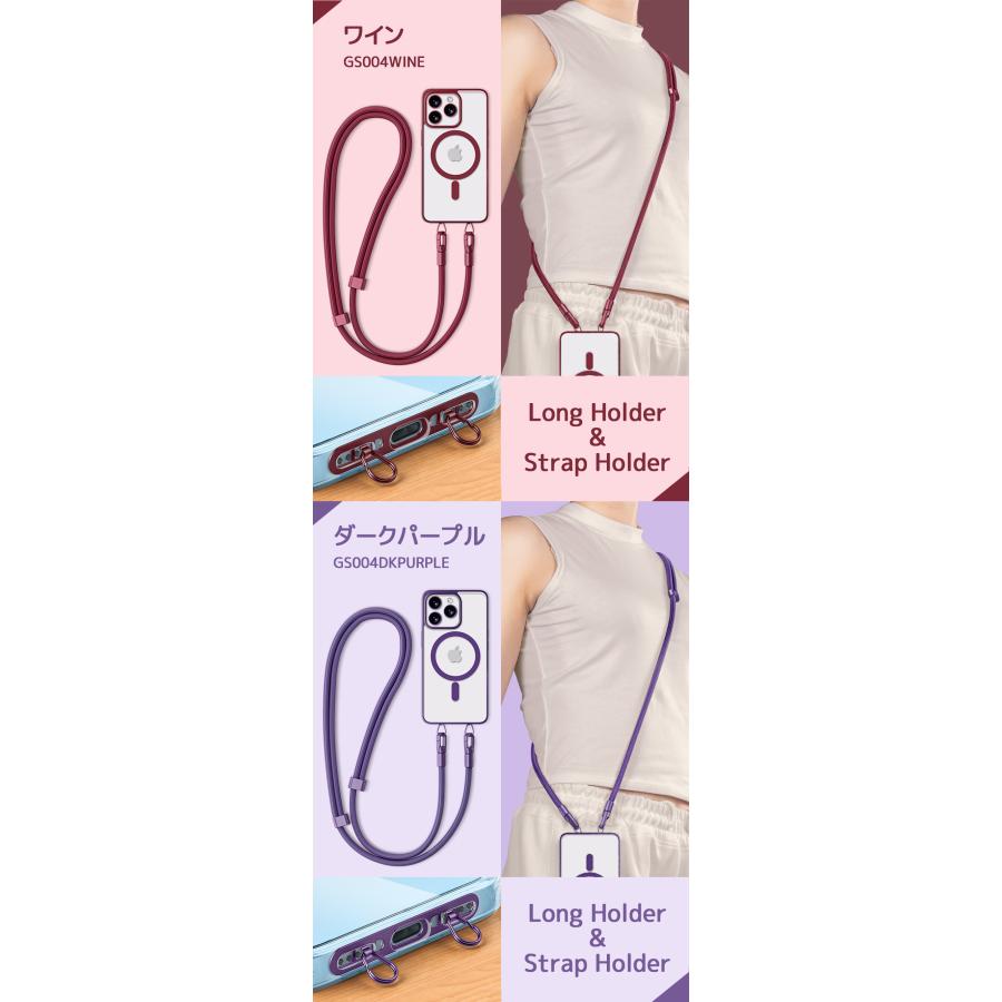 ２点吊り ハンドストラップ スマホストラップ ステンレス製ストラップ付き ロング ショート 2Type スマホストラップ レディース 挟むだけ ストラップホルダー |  | 06