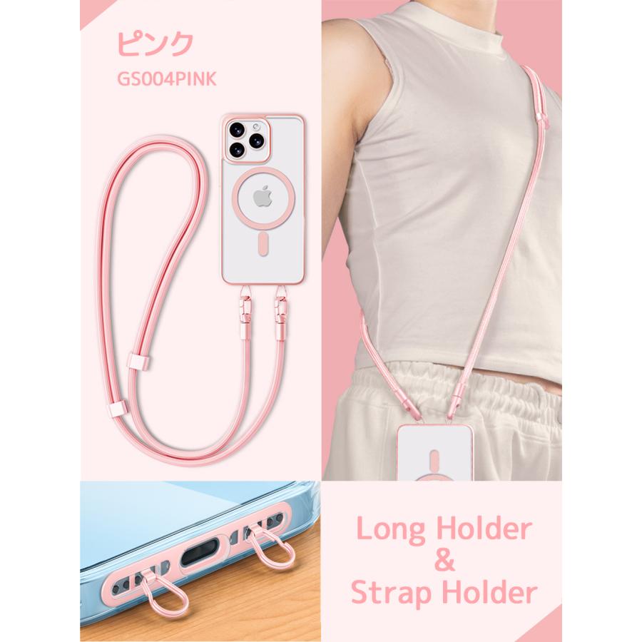 ２点吊り ハンドストラップ スマホストラップ ステンレス製ストラップ付き ロング ショート 2Type スマホストラップ レディース 挟むだけ ストラップホルダー |  | 07