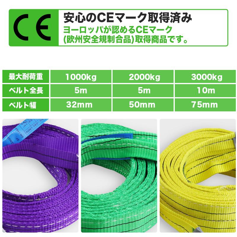 ナイロンスリングベルト　1t 5m×4本 スリングベルト 1t ナイロンスリング 5m 耐荷重1000kg 32mm×5m