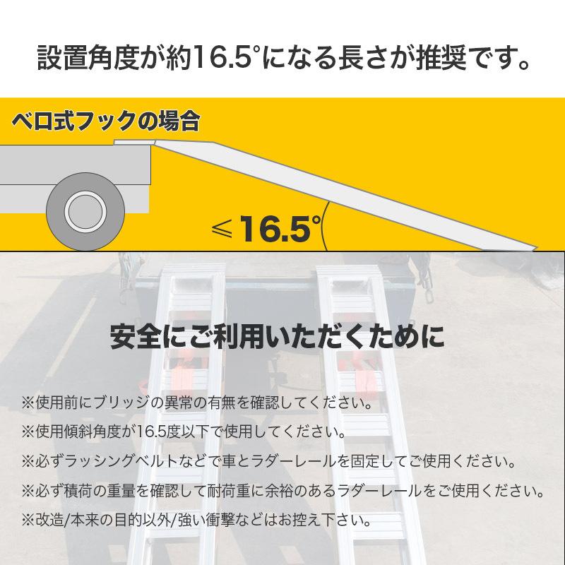 アルミブリッジ2本セット　 ベロ式 最大積載2t/1本 全長1.8M 建機 重機 農機 アルミ板 道板 大型 超耐重 ラダーレール 積込｜lantec｜05