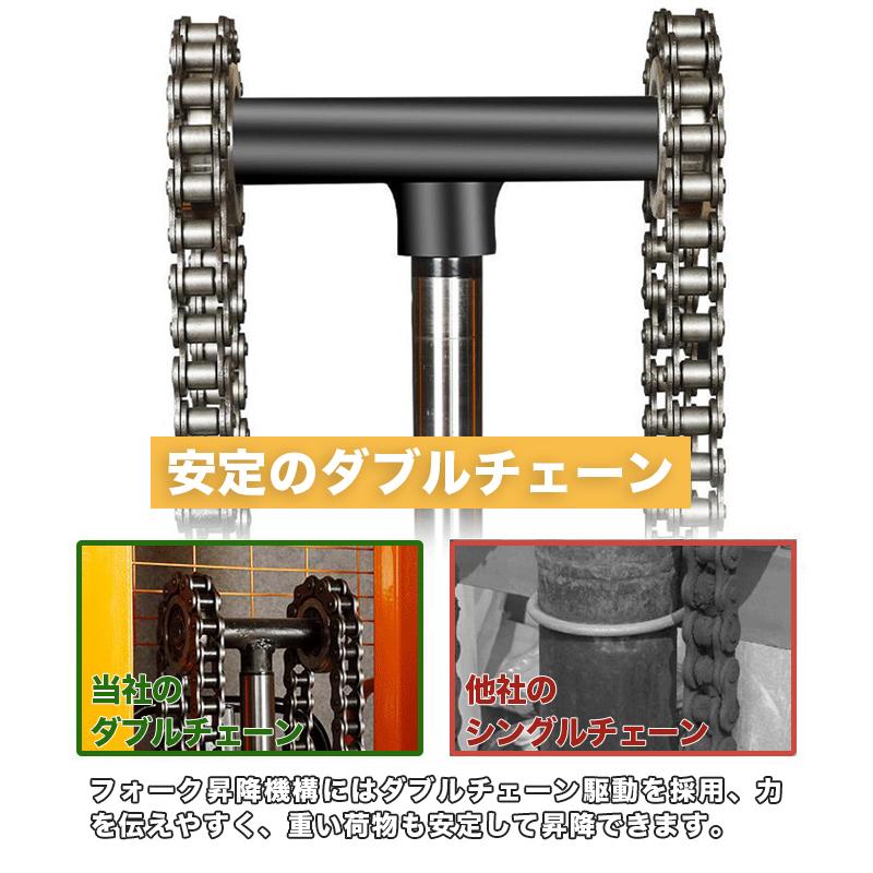 フォークリフト 1t　フォーク最高位：1600mm スタッカー ハンドパレット 低床 油圧手動 最大積載1000kg ハンドリフト fork  手動 昇降 ハンドフォーク 油圧式 - 5