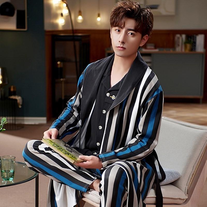海外ブランド スリーピングガウン メンズ 男性 秋 冬 部屋着 ホームウェア ピュアコットン 長袖 ルーズ ロング ラージサイズ 保存状態良好 Autorepairapp Com