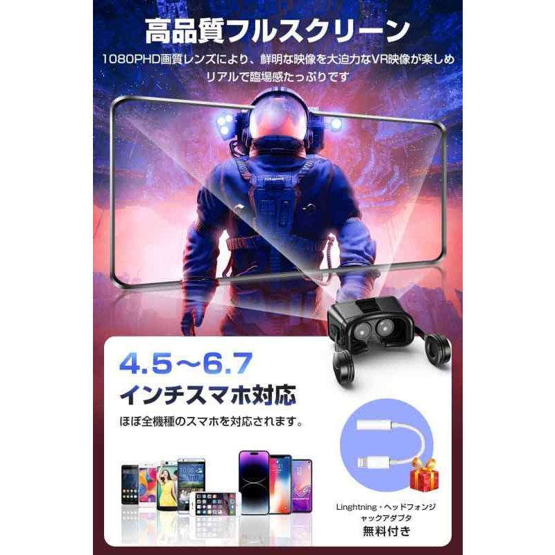 【2023新登場】VRゴーグル VRヘッドセット VRグラス スマホ用 1080P 焦点距離&amp;瞳孔間距離調整可 400度近視適用 非球面光学レ｜lanui｜03