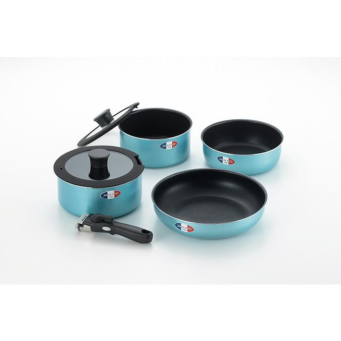 ジャンヌ・エコール」着脱ハンドル鍋4点セット JE-123R【メーカー直送