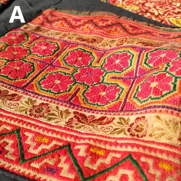 モン族刺繍 ショルダーバッグ トライアングル　刺繍 タイ 少数民族 伝統 ハンドメイド |  | 02