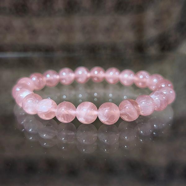 ディープピンク ローズクオーツ ブレスレット 8mm玉　 パワーストーン 風水 恋愛運 開運 高品質 | 