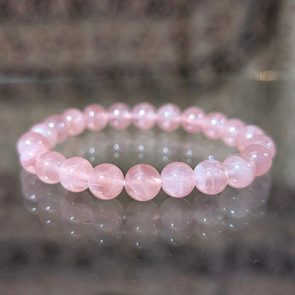 ディープピンク ローズクオーツ ブレスレット 8mm玉　 パワーストーン 風水 恋愛運 開運 高品質 |  | 01