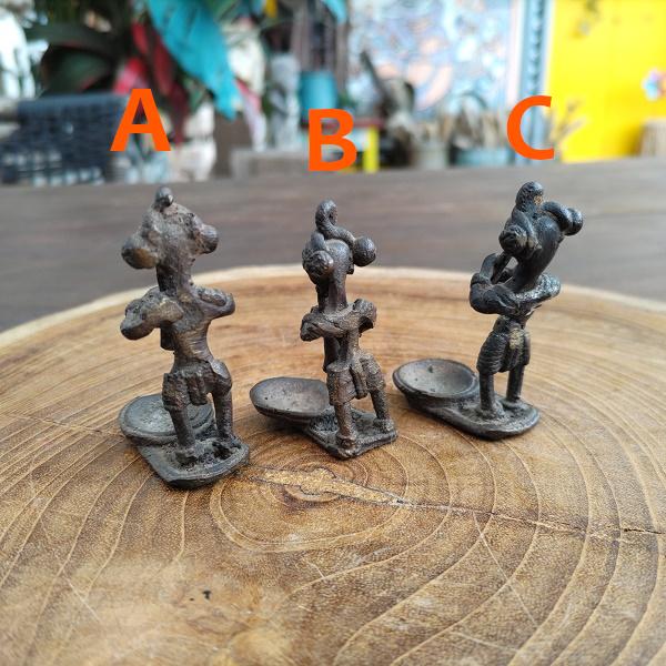 ドクラ 笛吹 オブジェ 香皿　インド 真鍮 鋳物 エスニック 一点物 |  | 02