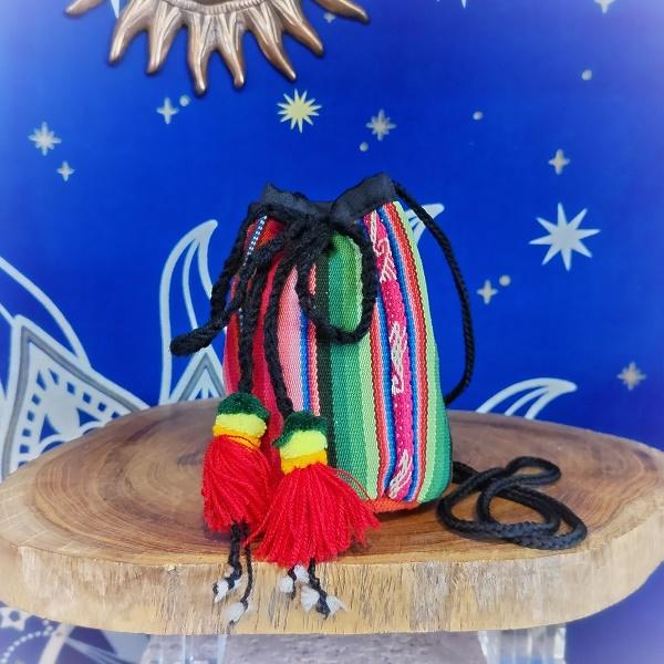 マンタ 巾着ポーチ　南米 ペルー 織り 伝統 ハンドメイド | 