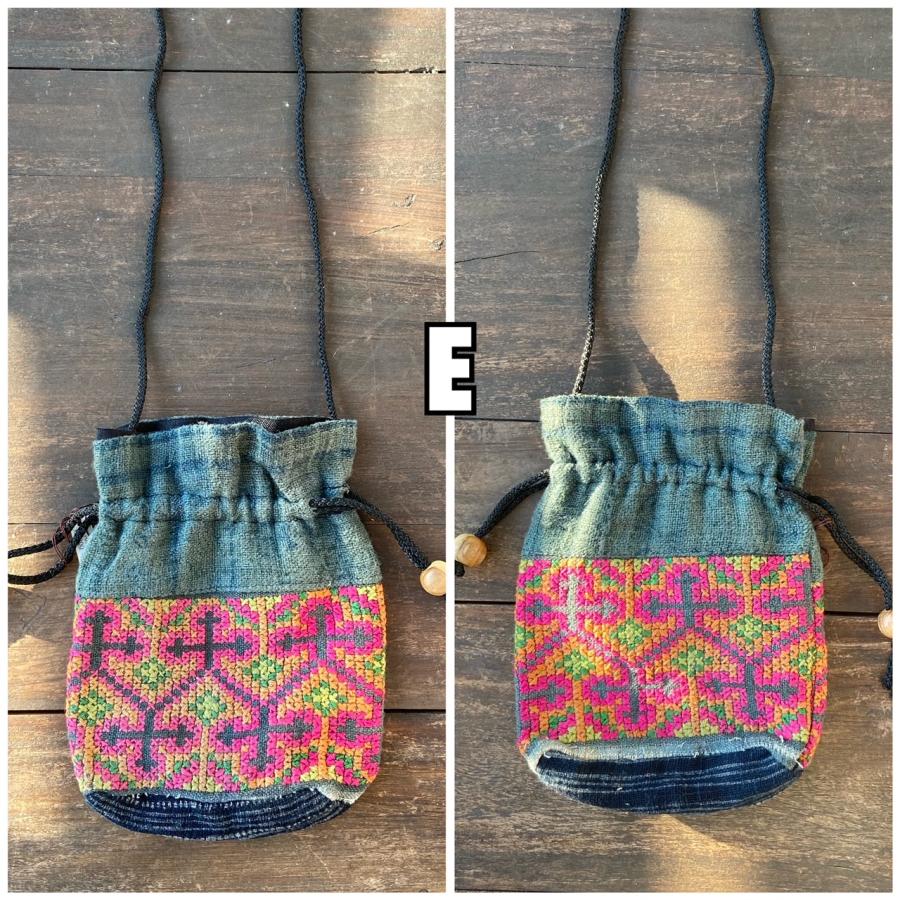 モン族刺繍 巾着 ポシェット 刺繍 タイ 少数民族 伝統 ハンドメイド