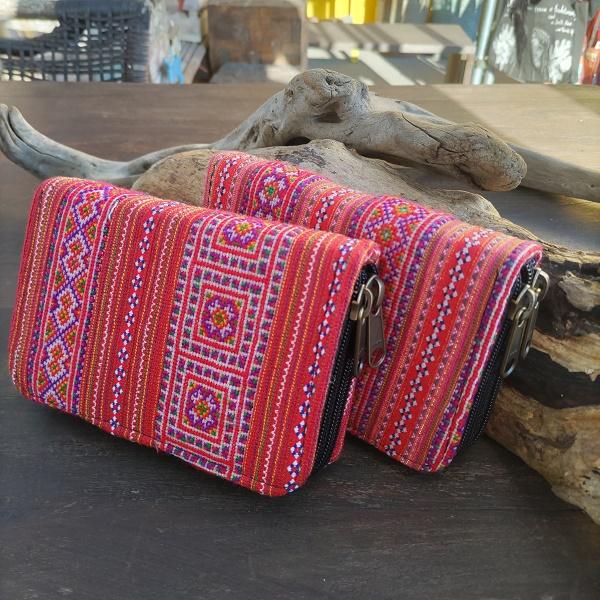 モン族刺繍 2WAYウォレット　刺繍 タイ 少数民族 伝統 ハンドメイド | 