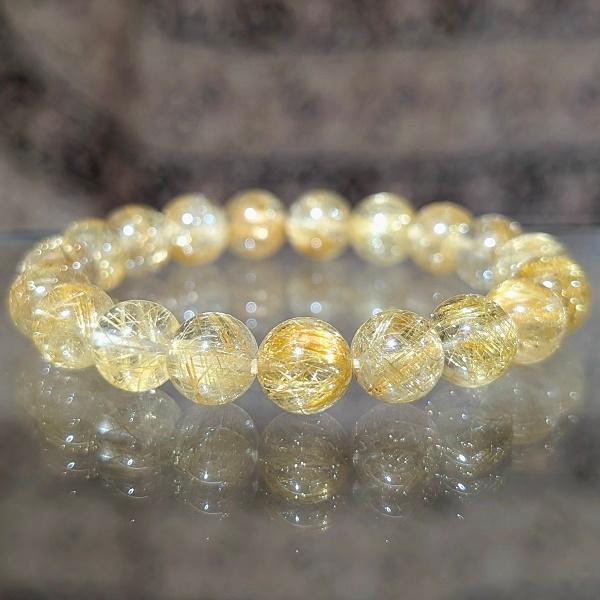 ルチルクオーツ ブレスレット 10mm玉　 パワーストーン 風水 希少 レア 高品質 |  | 01