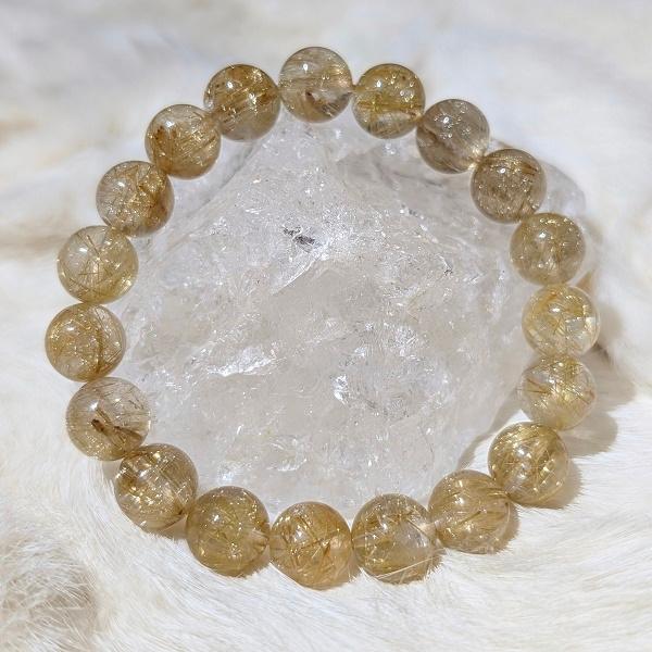 ルチルクオーツ ブレスレット 10mm玉　 パワーストーン 風水 希少 レア 高品質 |  | 02