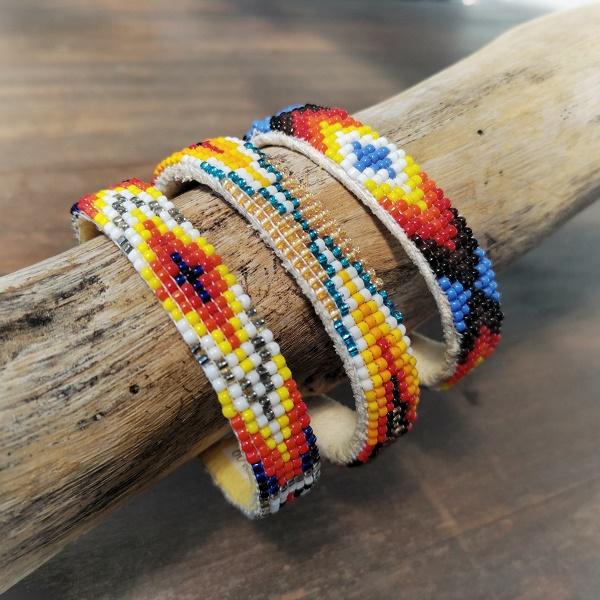 インディアンジュエリー バングル ビーズワークIII　ナバホ族 シードビーズ レザー 一点物 Indian jewelry | 