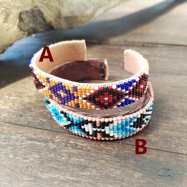 インディアンジュエリー バングル ビーズワークII　ナバホ族 シードビーズ レザー 一点物 Indian jewelry |  | 02