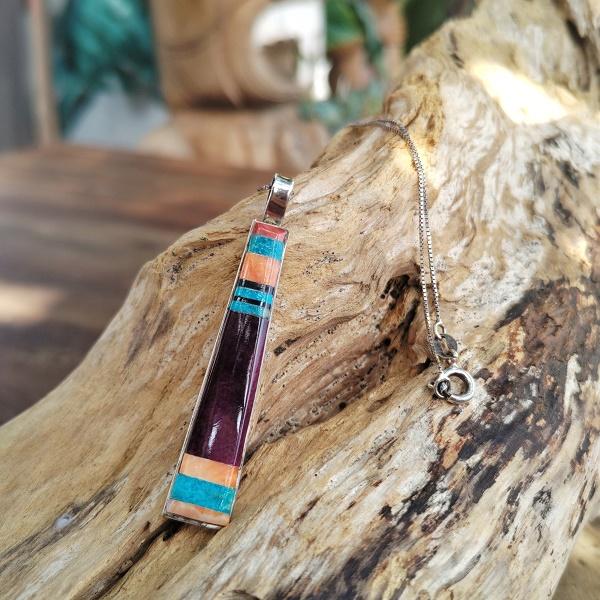 インディアンジュエリー  ネックレス インレイ バー　シルバー925 ホールマーク 一点物 Indian jewelry | 