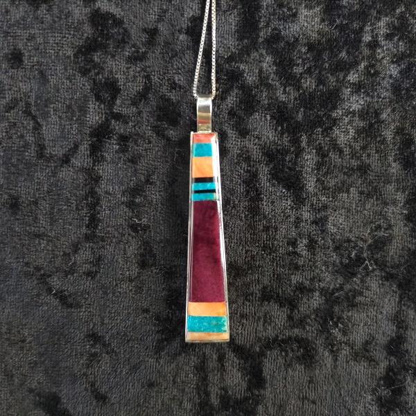 インディアンジュエリー  ネックレス インレイ バー　シルバー925 ホールマーク 一点物 Indian jewelry |  | 01