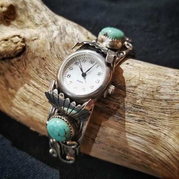 インディアンジュエリー バングルウォッチ　ターコイズ 　シルバー925 ホールマーク 一点物 Indian jewelry | 