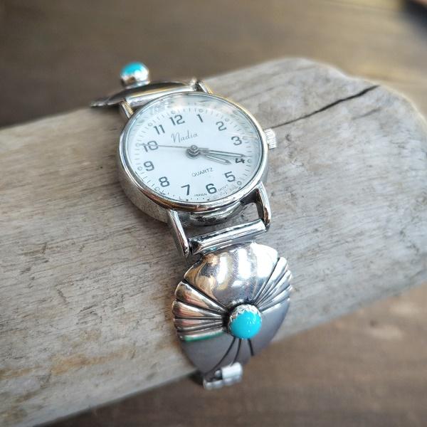 インディアンジュエリー リストウォッチ　ターコイズ 　シルバー925 ホールマーク 一点物 Indian jewelry | 