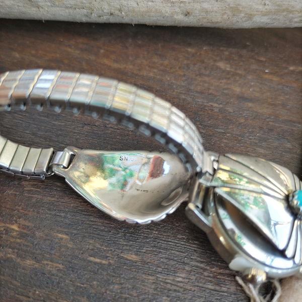インディアンジュエリー リストウォッチ　ターコイズ 　シルバー925 ホールマーク 一点物 Indian jewelry |  | 02