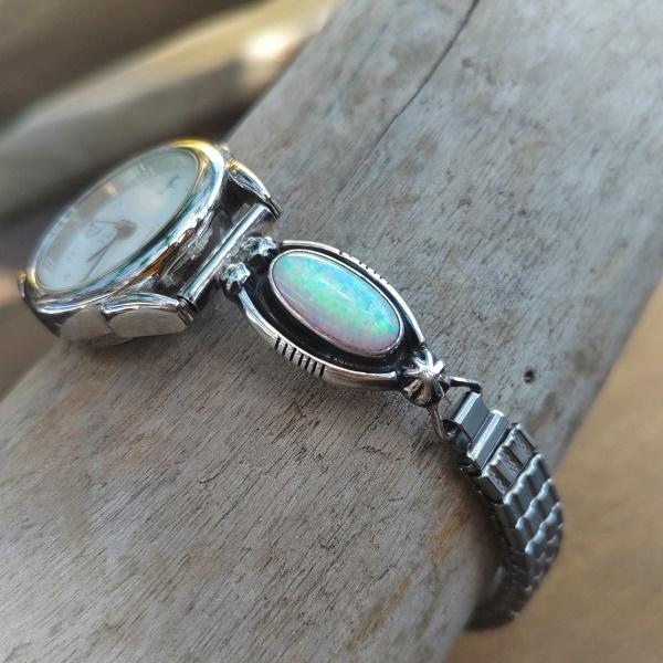 インディアンジュエリー リストウォッチ　オパール 　シルバー925 ホールマーク 一点物 Indian jewelry |  | 01