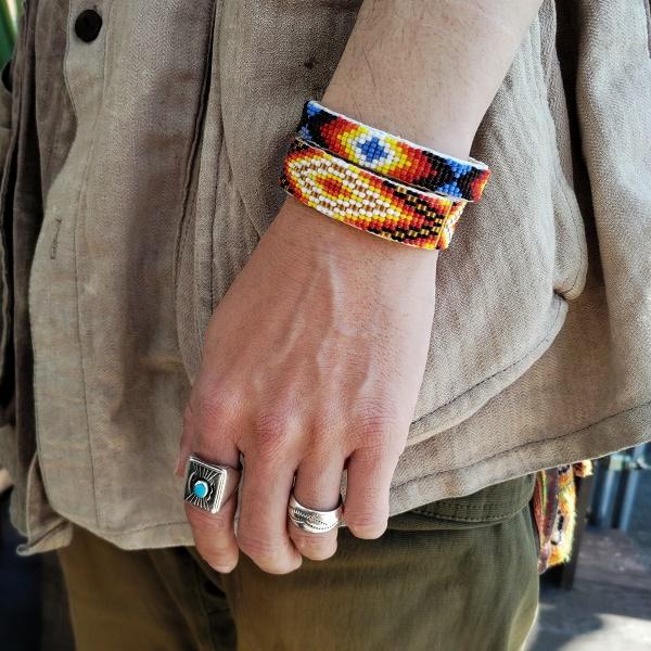 インディアンジュエリー バングル ビーズワークI　ナバホ族 シードビーズ レザー 一点物 Indian jewelry |  | 04