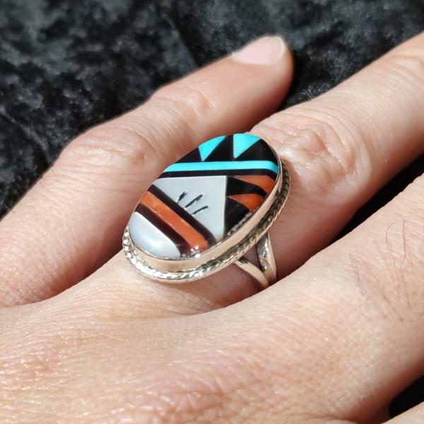 インディアンジュエリー  リング インレイ ティピ　シルバー925 ホールマーク 一点物 Indian jewelry | 