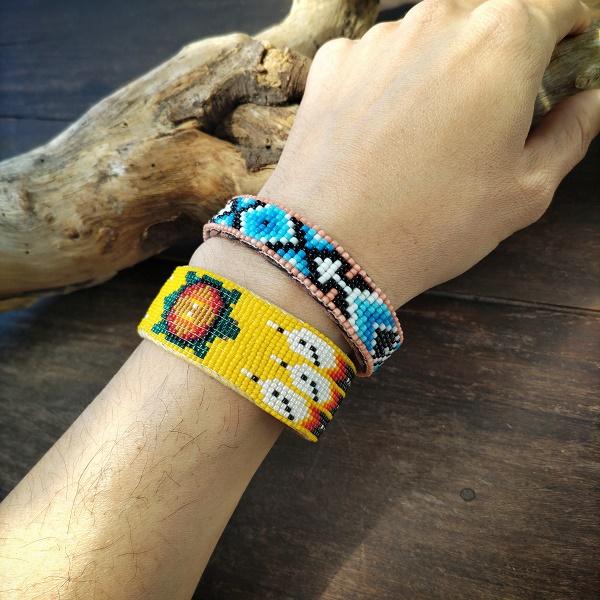 インディアンジュエリー バングル ビーズワーク　スー族 シードビーズ レザー 一点物 Indian jewelry |  | 03