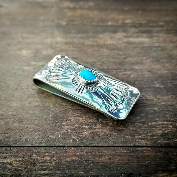 インディアンジュエリー マネークリップ　ターコイズ　シルバー925 一点物 Indian jewelry |  | 02