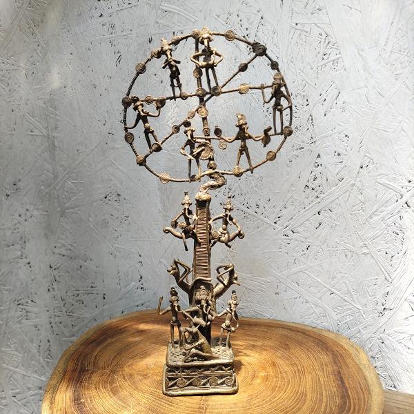 ドクラ マウアの木 ガネーシャ オブジェ　インド 真鍮 鋳物 エスニック 一点物 | 