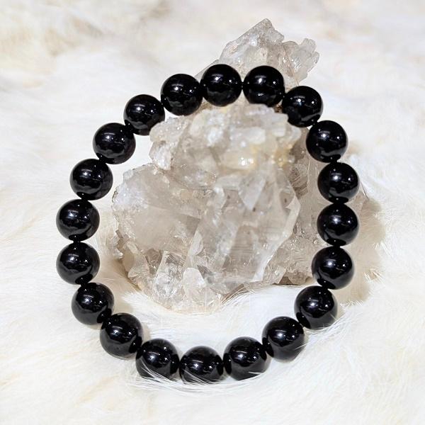 モリオン ブレスレット 10mm玉　 パワーストーン 風水 希少 レア 高品質 黒水晶 |  | 02