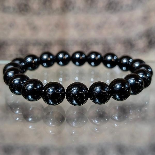 モリオン ブレスレット 10mm玉　 パワーストーン 風水 希少 レア 高品質 黒水晶 |  | 01